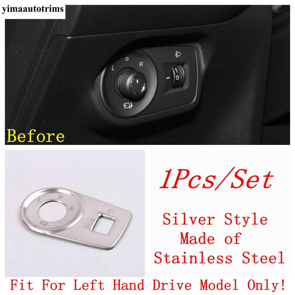 Car Head Lamp Light Switch Adjust Knob Panel Control Frame Cover Trim For MG 5 MG5    Silver Interior Accessories