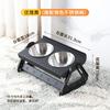 Adjustable Stainless Steel Pet Food Bowl Stand Cats Dogs Double Elevated Feeder Anti-Tip Design