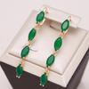 Full Green Natural Zircon Long Women'S Earring Rose Gold Vintage Bride Wedding Jewelry Luxury Design Best Gift