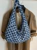 Denim Plaid Shoulder Bag With Zipper Closure For Casual Urban Style