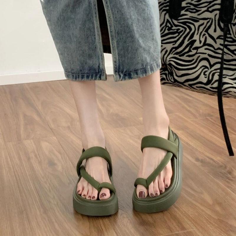 Beach Outdoor Sandals for Women Round Toe Tip Platform Woman Shoes Summer Wholesale Fashion Vintage 2025 Trend Luxury Footwear