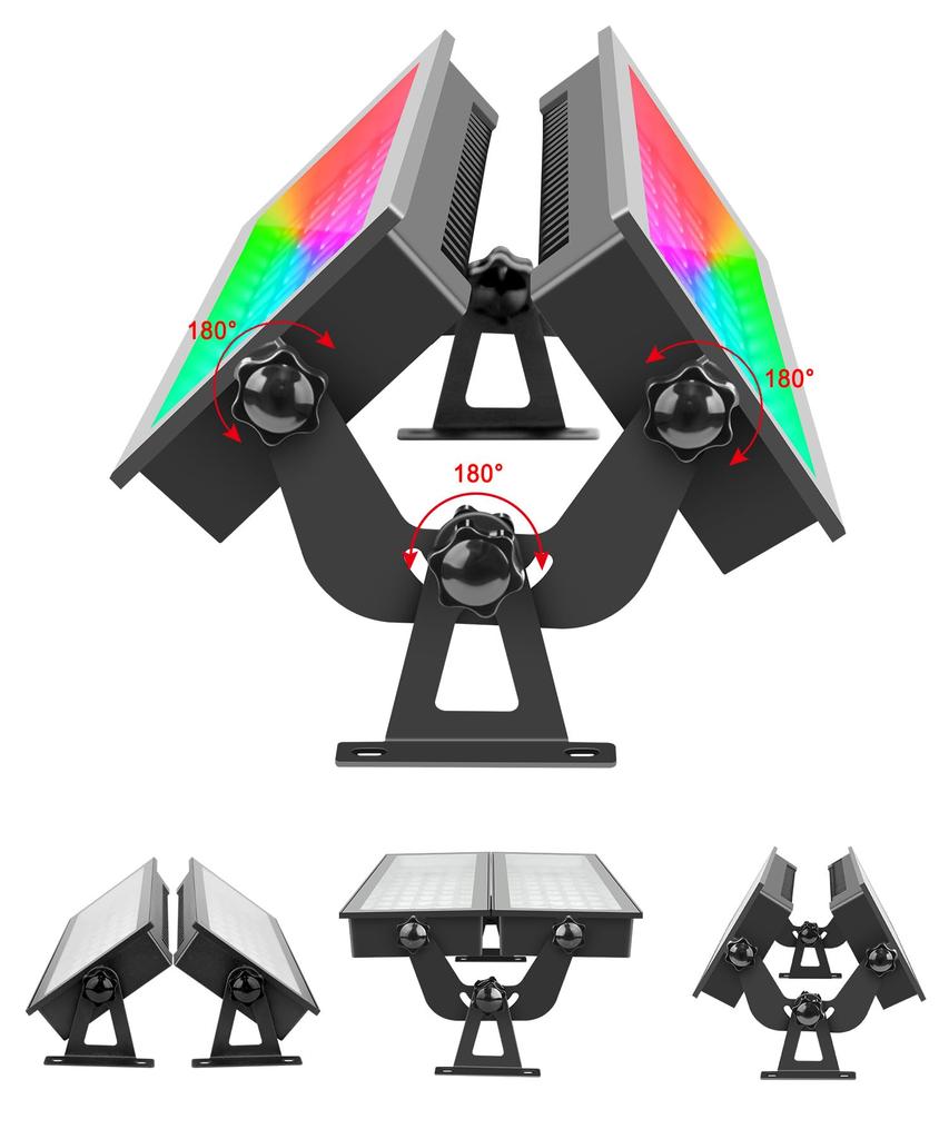 Set aus 2 120W RGB Flutlichtern, Bühnenlichtleiste - RGBCW Smarte Wallwasher-Leuchten mit 60 RGB-, 60 Warmweiß- und 60 Weiß-Farben, IP66 Wasserdicht DJ