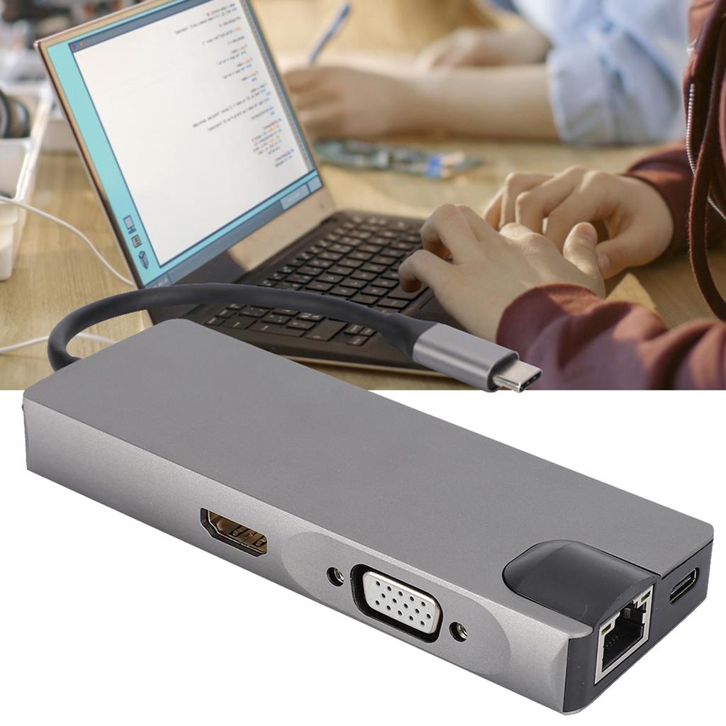 TYPE C Ethernet Hub to USB3.0 x 2 HDMI Memory Card Reading Notebook Office Accessories