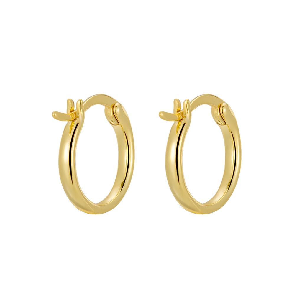 Fashion 925 Silver Plain Simple Round Hoop Earrings Jewelry 18K Gold Plated Sterling Silver Hoop Earrings for Women