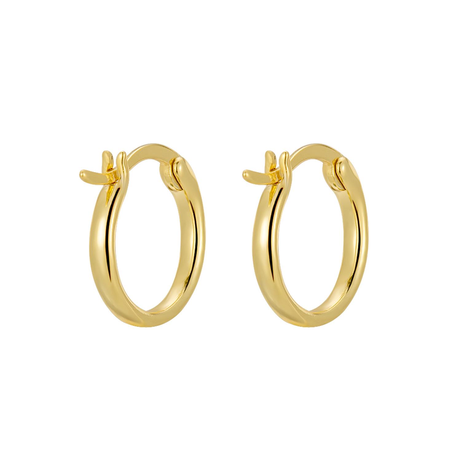 Fashion 925 Silver Plain Simple Round Hoop Earrings Jewelry 18K Gold Plated Sterling Silver Hoop Earrings for Women