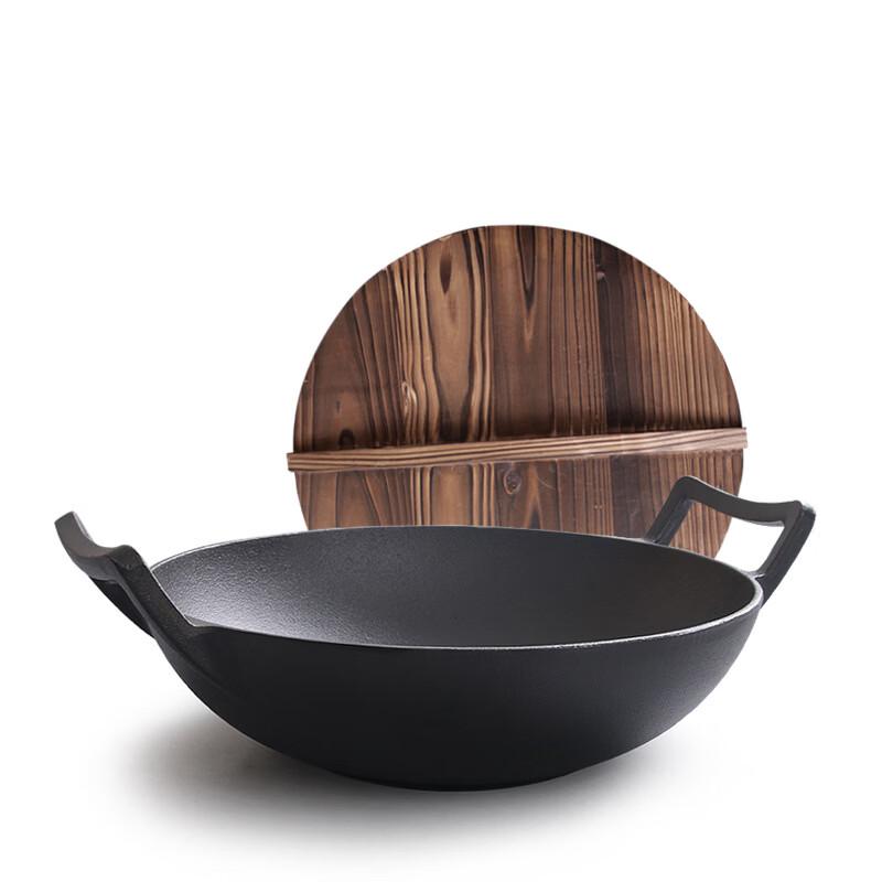 Zhishi Thickened Cast Iron Pot with Wooden Lid