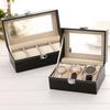PU Leather Watch Box - Transparent Lid Display Case with Soft Interior, Multi-Drawer Storage Organizer for Jewelry Collection