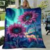 1 Stück Sonnenblumen-Druck Leichte Flanelldecke, Bequeme und Warme Decke, für Camping Sofa Bett und Couch Büro, in Allen Jahreszeiten