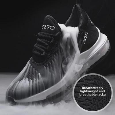 Men's High-End 270 Jacquard Air Cushion Running Shoes - Thick Sole, Trendy, All-Match, Summer Sports & Leisure.