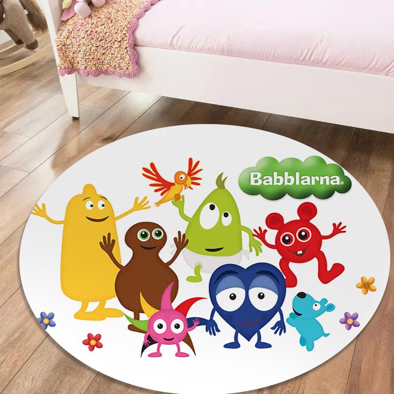 Tappeto Rotondo Babblarna, Tappeto per Soggiorno Camera da Letto Divano Stanza dei Giochi Decorazione, Tappetino Antiscivolo50