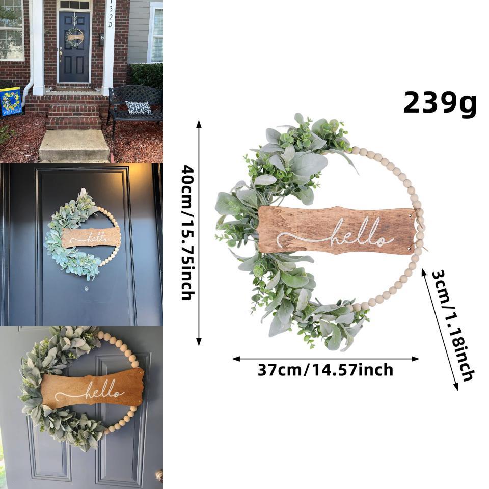 Willkommens-Türkranz mit künstlicher Blume und Holzperlen für Gartendekoration und Wandkunst