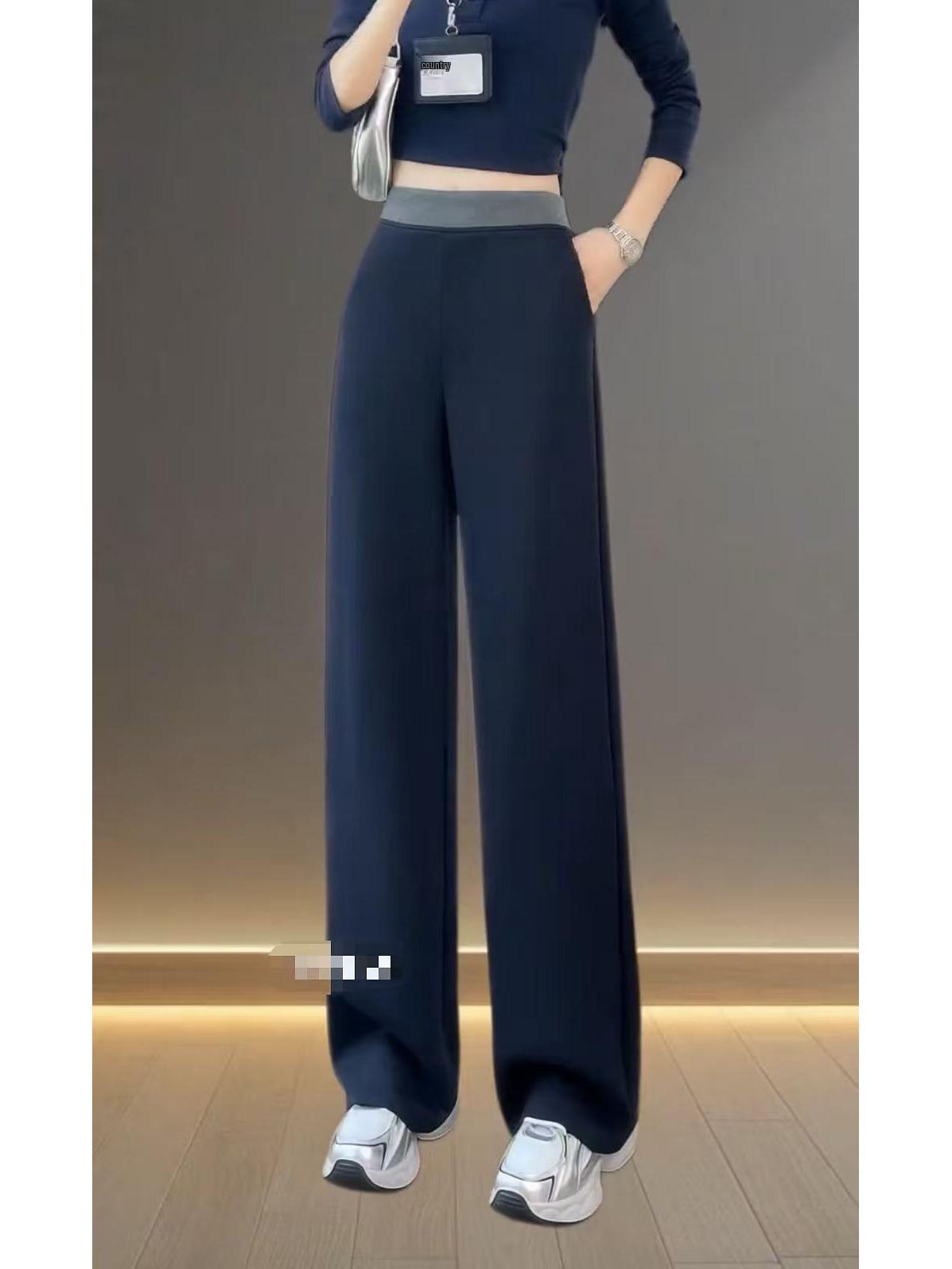 

Women s High Waist Slimming Straight Leg Sports Pants - W6005 2026 Casual Fashion Navy Blue Pants [No Fleece]