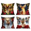 Christmas Reindeer Cushion Pillowcase Printed Polyester 45x45cm Throw Pillowcover Decorative Sofa Cushion Pillowslip Home Decor