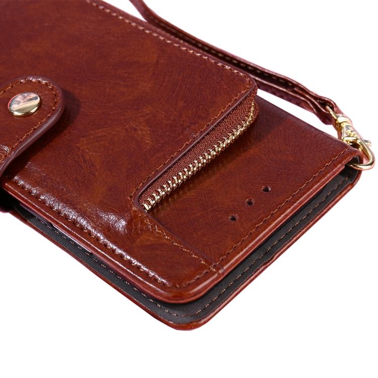 For iPhone 14 Pro Max Zipper Bag Leather Phone Case