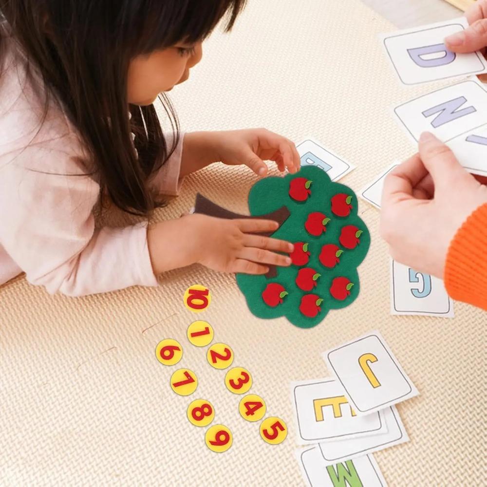 Numbers Felt Tree Board Addition Subtraction Math Games Numbers Counting Toy Apple Tree Number Match Game for Preschool Learning