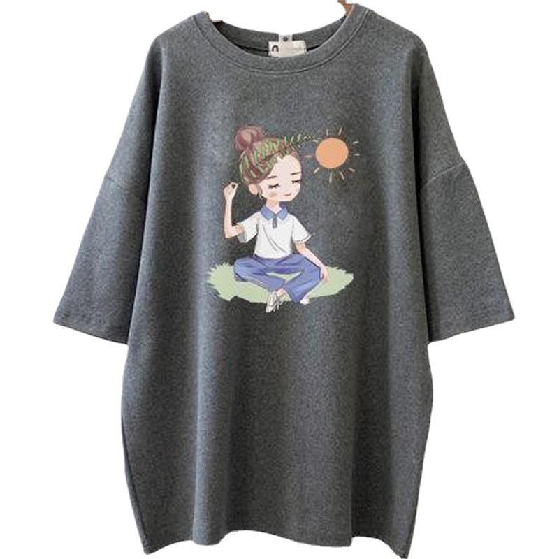 Korean Style Summer 2022 Loose Fit Nursing T-shirt for Pregnant Women - Short Sleeve, Mid-length, Plus Size, Trendy