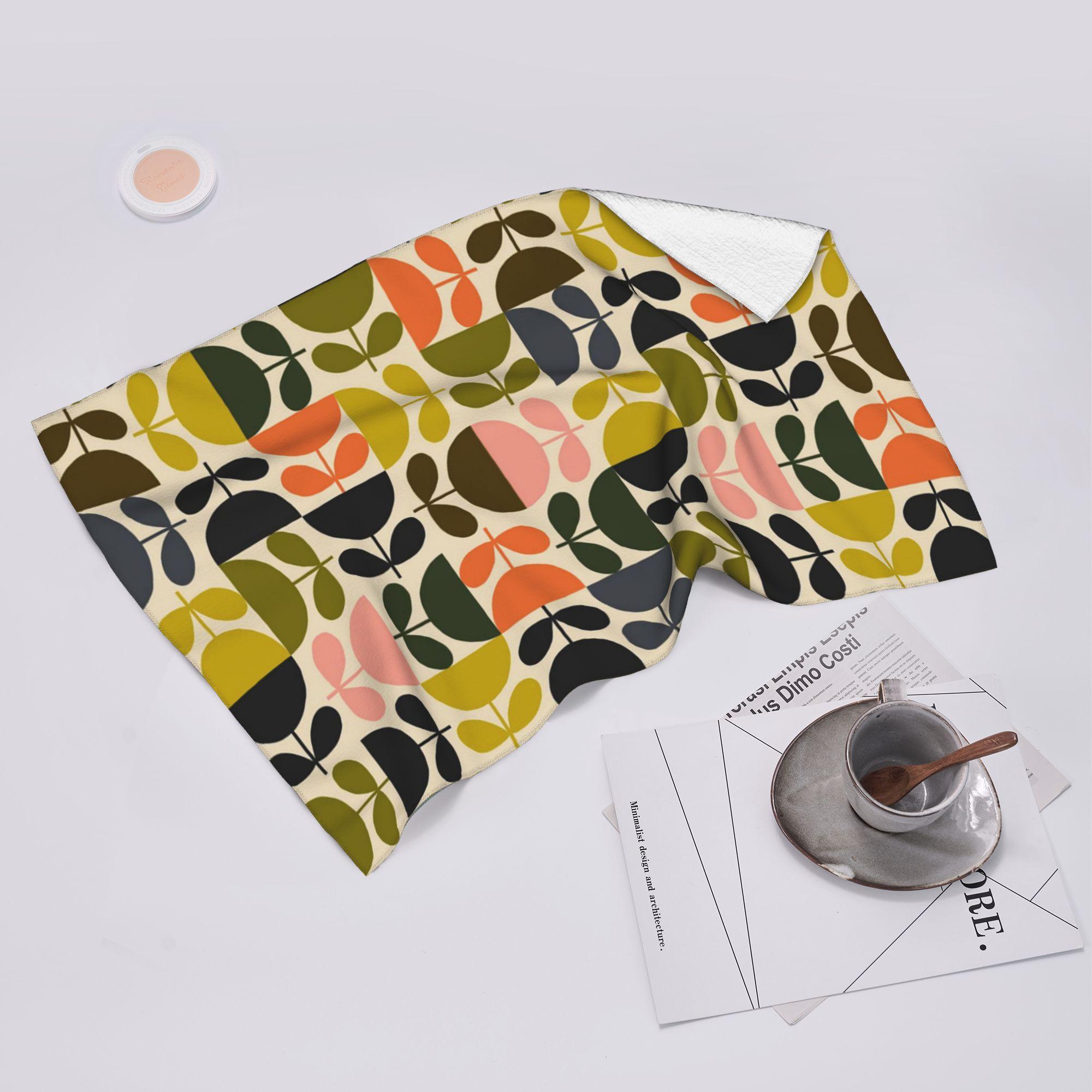 Ka Chen Muxi White Flower Stem Orla Kiely Pattern Soft Face Towel Quick Dry Pool Bath Cotton Towels Absorbent Quick