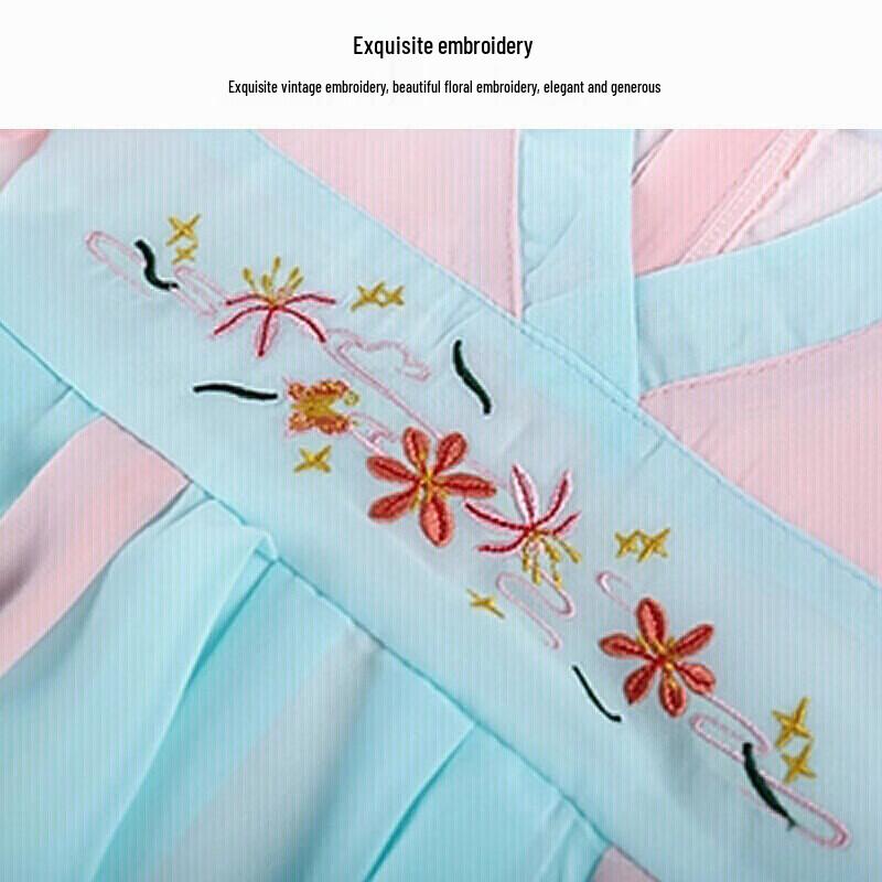 Girls' Embroidered Hanfu Summer Dress
