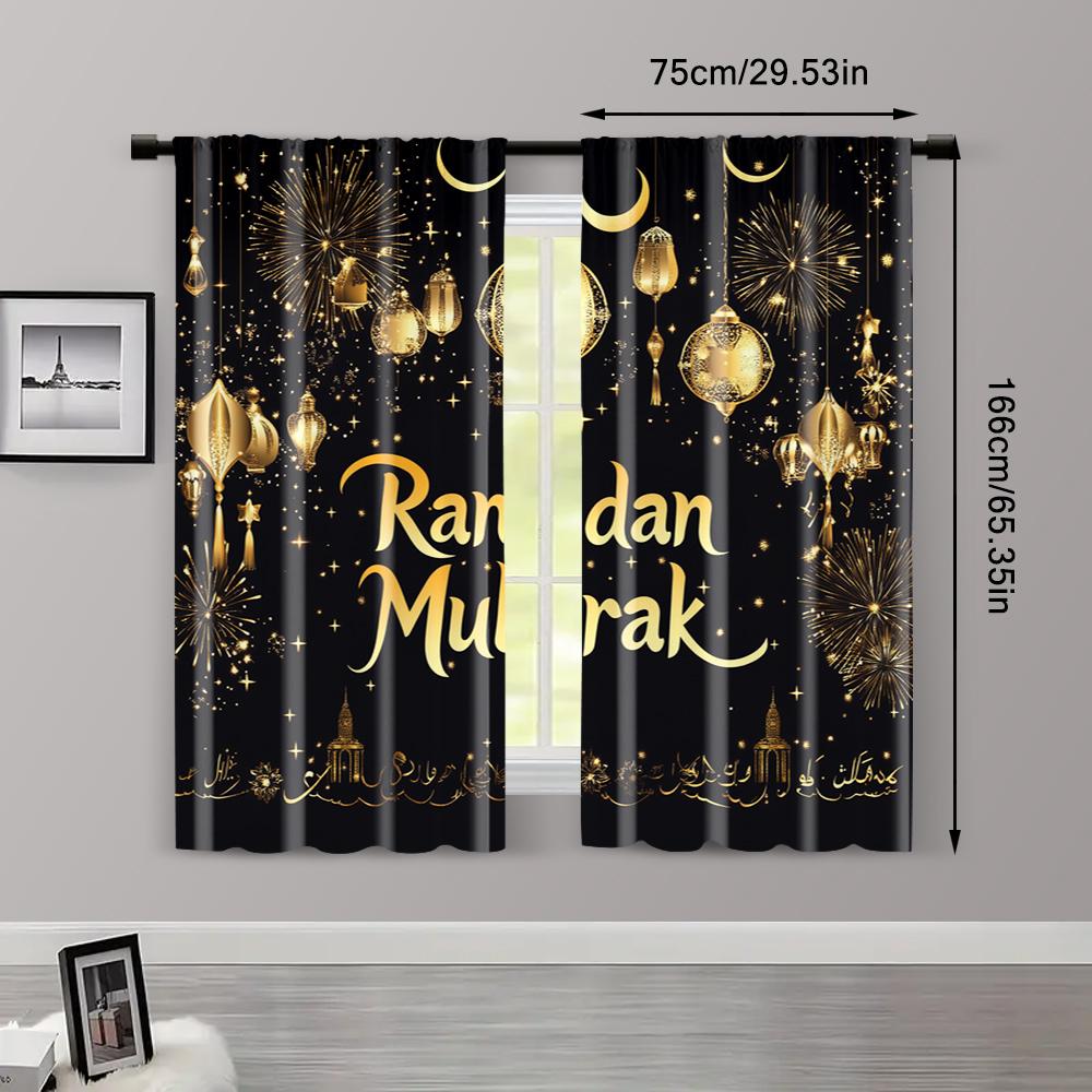 2pcs, Creative Curtains Ramadan Polyester Woven (without rod) Room Decor Ldeal for Bedroom and Various Room Types