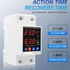 Dual Display 40A 63A 80A 230V Din Rail Adjustable Digital Over Under Voltage Relay Surge Protector Limit Over Current Protection