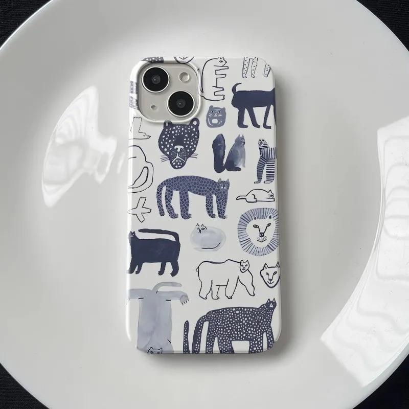 

Full Screen Line Animal Lione Kawaii illustration Phone Case for iPhone 17 AIR 16 15 14 13 12 11 PRO XSMAX XR 7 8 PLUS Y2K Cover iPhone 15 Pro Max