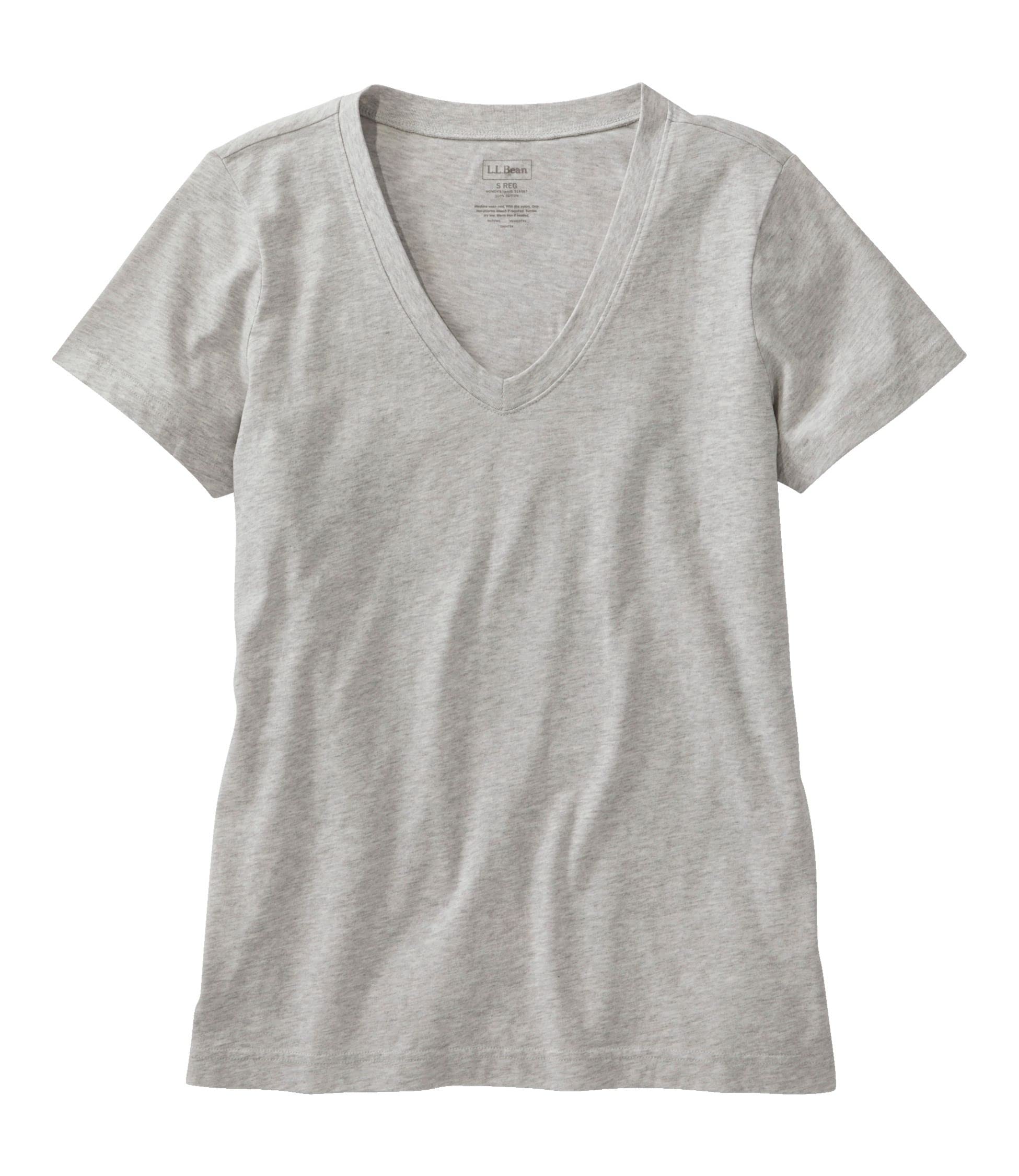

Washed Cotton Short US Light Gray 1000166992 [LL Bean] Women s Tee, Sleeve, V-Neck, Fit, Regular, M, Heather, Gray,