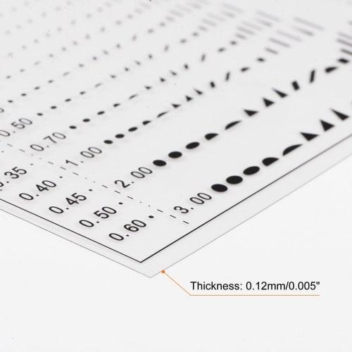 uxcell High-Precision SEC Size Estimation Chart, 115x95mm, Transparency Defect Detection Film Ruler for Measuring Diameter, Area, Length, and Width De