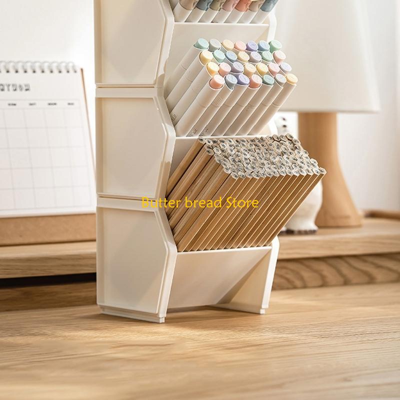 W89C Stackable Pen Holder Desk Organisers Practical Brush Container Pencil Holder