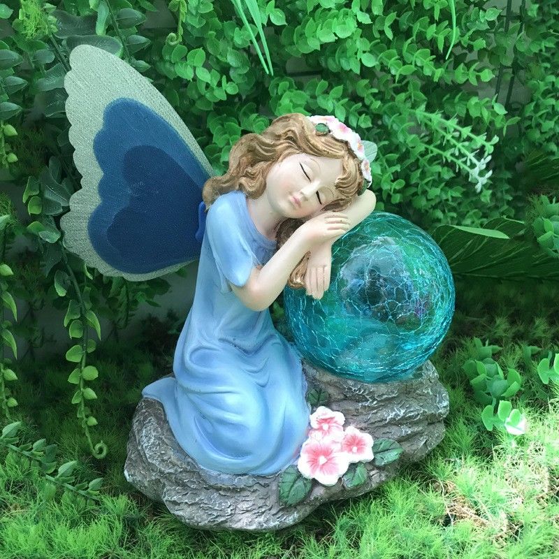 Solar luminous flower fairy shaped ornaments outdoor courtyard garden balcony landscape atmosphere lights automatically illuminate at night