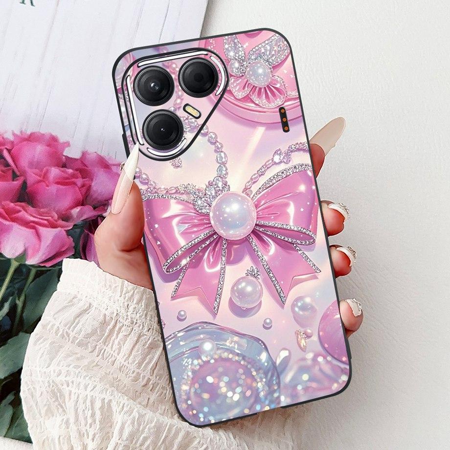 Black Silicone Cover For Tecno Pova 7 4G 5G / Pova 7 Pro Pova7 Ultra Neo Funda Cat Flower Dragon Design Bumper Soft Capa