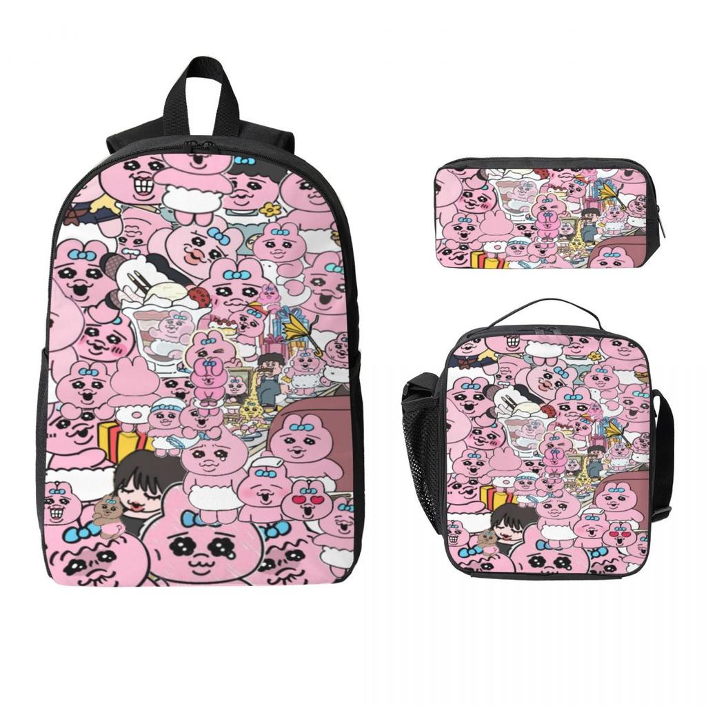 3Pcs Opanchus Cute Usagis Bunny Backpack Set for Children Pencil Boxes Bookbag Sets with Lunch Box For School Students Daypack
