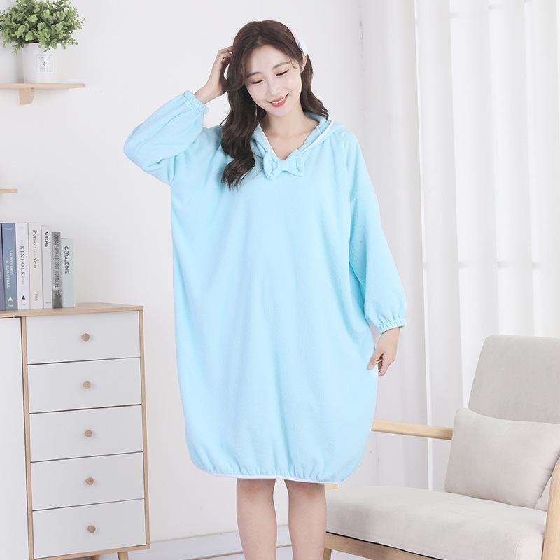 Coral Fleece Bath Skirt Summer Wearable Bath Towel Women'S Thickened Soft Absorbent Quick Drying Home Pajamas Bath Bathrobe