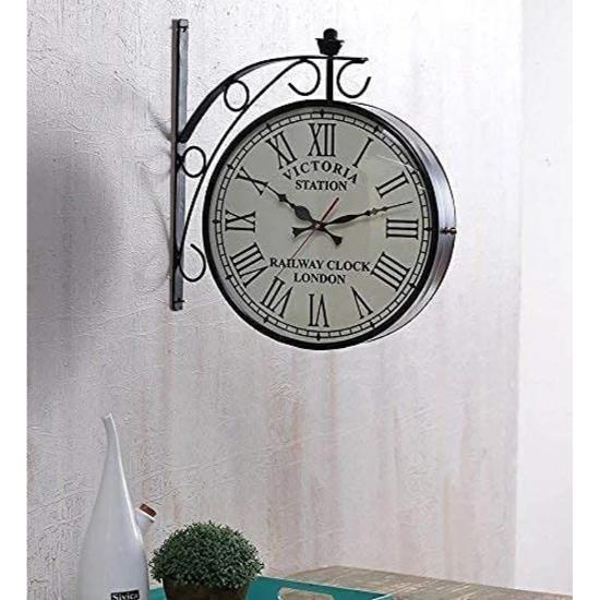 Wall Clock Station Wall Clock Double Sided Victorian Wall Clock Black Antique Finish Wall Clock Wall Decor Item Home And Office Decor