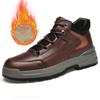 Men's Oversized Casual Leather Shoes - Autumn/Winter, Thick Cotton, Youth Hiking and Outdoor Workwear Shoes