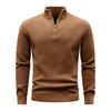 Men'S Sweater Winter Warm Zip Up Pullover Waffle Knit Mock Neck Turtleneck Soft Pure Color Long Sleeve Top Us Size