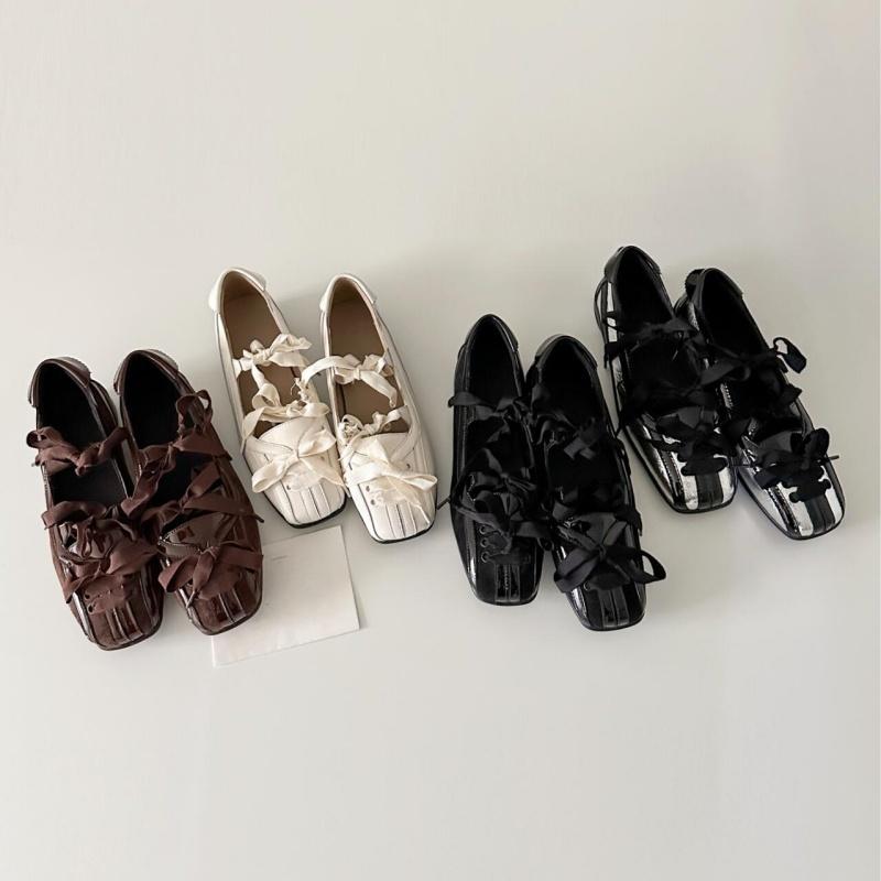 Fashion New Style Color Block Women Flats 2025 Mary Jane Square Toe Bow Sweet Women Shoes Casual Comfy Daily Dress Slip On Flats Shoes