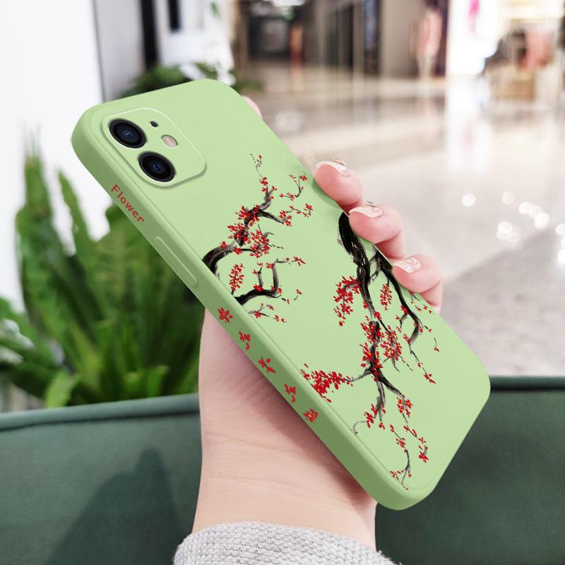 Cold Plum Snow Phone Case For iPhone 12 11 X XR XS 8 7 SE2 Plus Pro Max Mini Silicone Cover