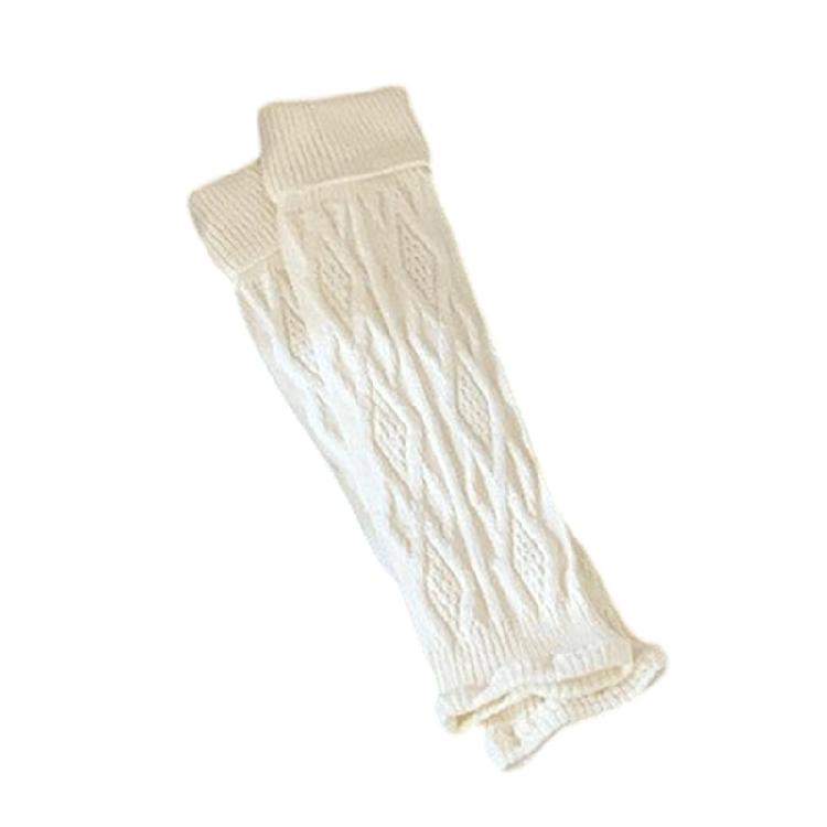 Korean Turn Cuff Leg Warmers for Women Cable Knit Stretchy Footless Socks Students Solid Color Boot Covers Streetwear