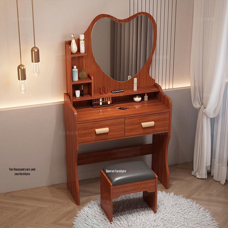 Cream Modern Minimalist Flip-Top Makeup and Storage Table for Bedrooms