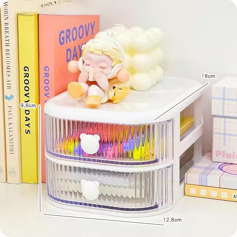 Desktop Multi-layer Drawer Storage Box Organizer Desktop Stationery Box Pen Holder Cute Children's Hair Accessories Storage Rack