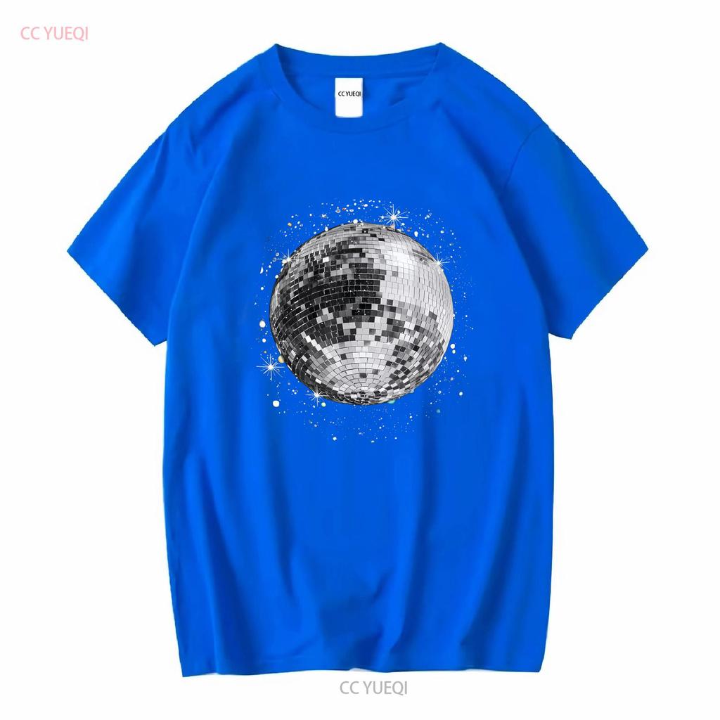 Black and White Disco Ball Club Retro T Shirt  vintage Washed homme Soft streetwear designer clothes Versatile Breathable