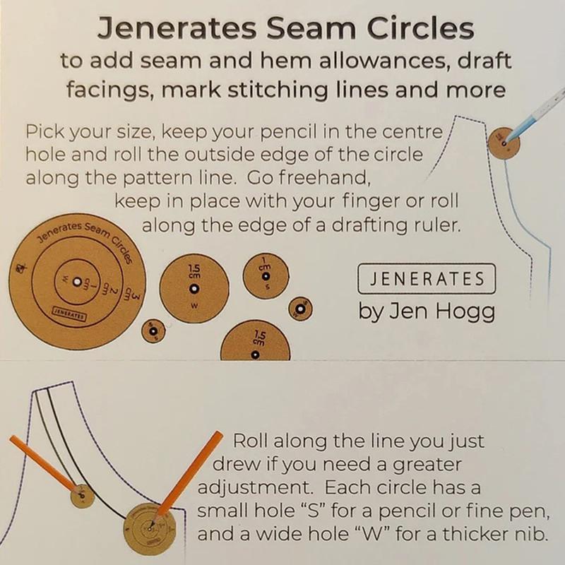 Jenerates Seam Circles, Wooden Circle Quilting Template Toos Set, Seam Admission Marker Seam Roller Tracing Wheel Sewing Tool