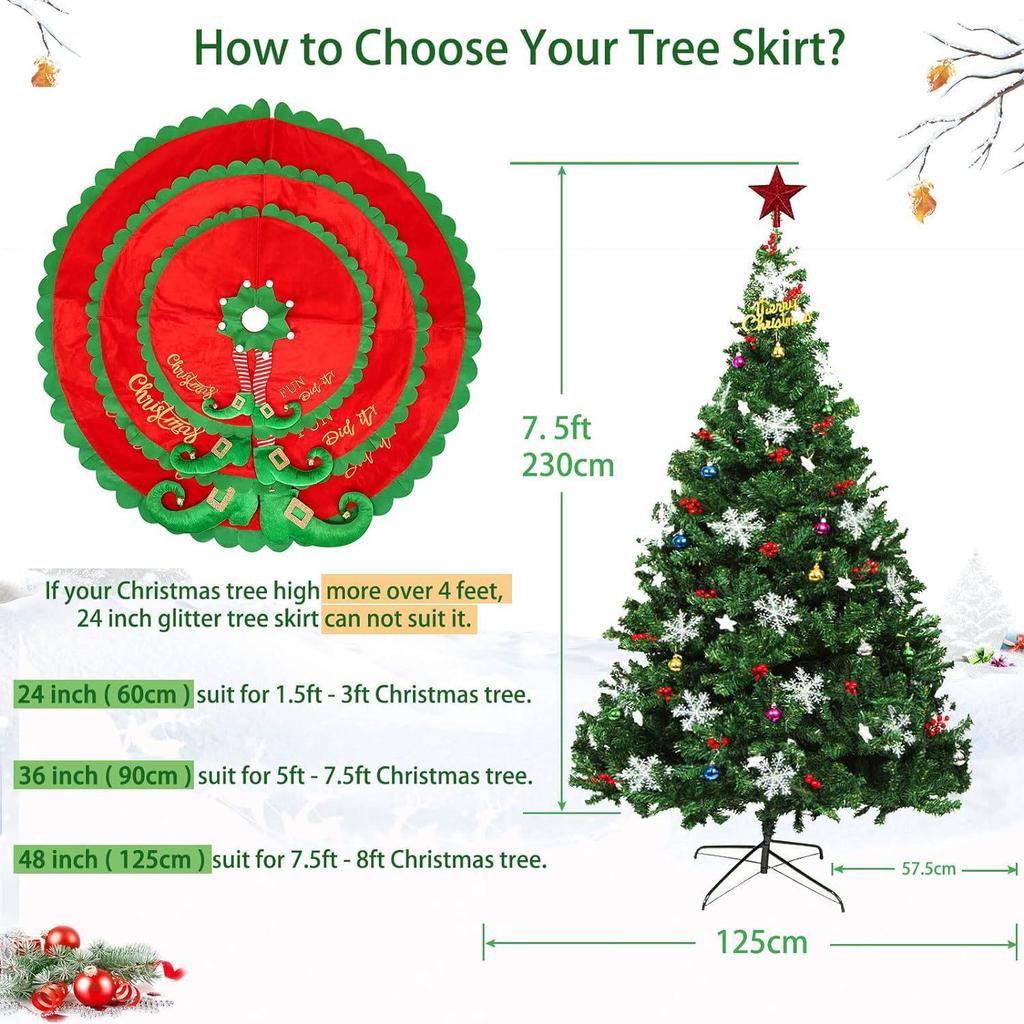 New Christmas Tree Skirt with Red Elf Legs Decoration