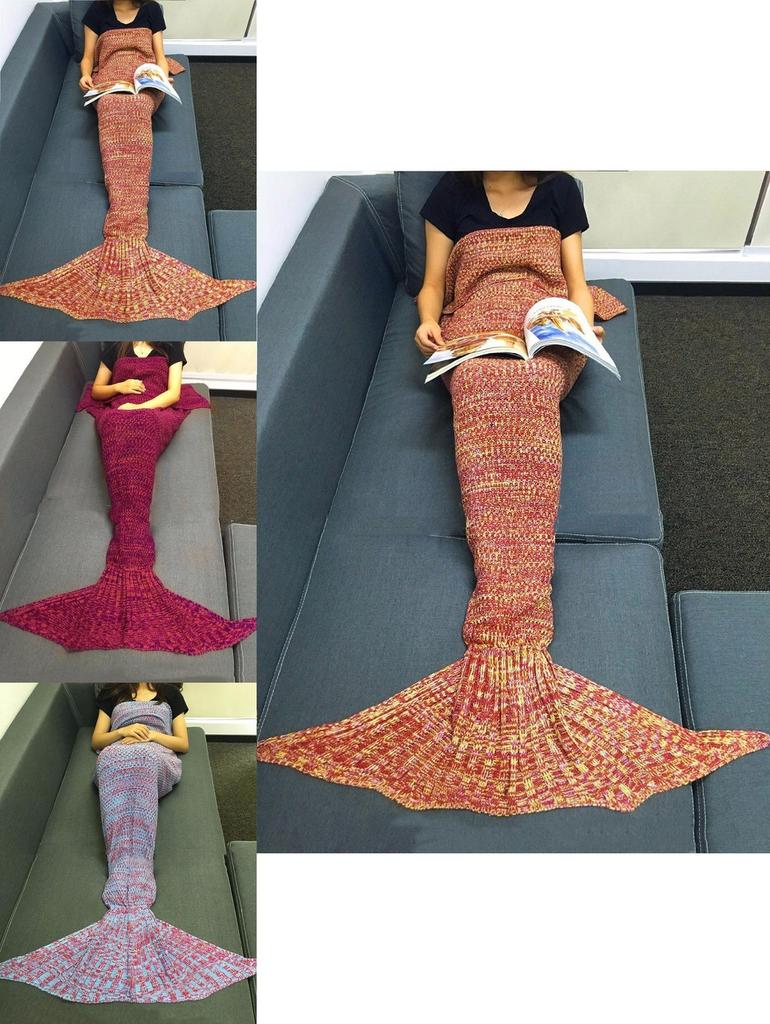 Mermaid Tail Knit Blanket With Lightweight Acrylic For Gift And Relaxation Use