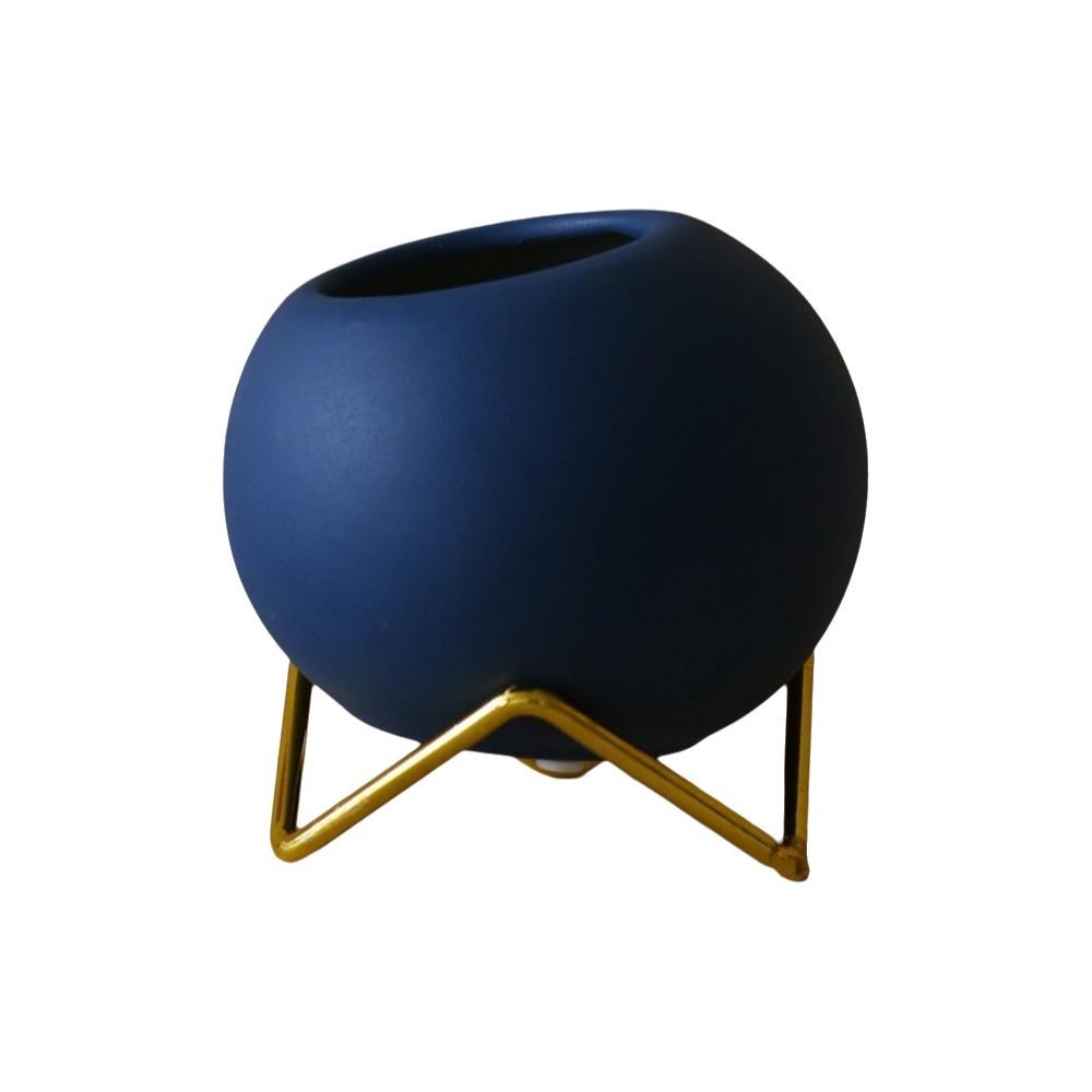 Nordic Style Small Flower Vase Decorative Flowerpot Elegant Round Ball Ceramic Vase Desk синий