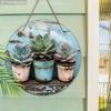 Rust Stains Succulent Bonsai Wooden Sign - Gardening Succulent Round Sign for Front Door, Porch, Fence Hanging Decor - Ideal Home Hanging Ornament