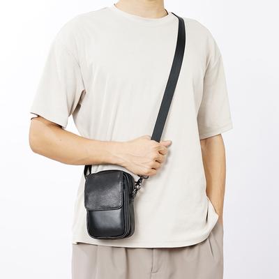Genuine Leather for Men Mobile Phone Bag Casual Small Shoulder Bag Convenient Travel Mailman Fanny Pack