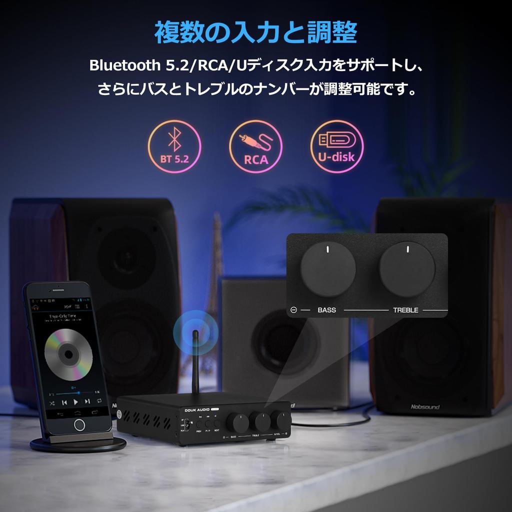 Douk Audio M1 MAX Power Amplifier 300W x2 Bluetooth Receiver Home Stereo Amplifier U-Disk Player