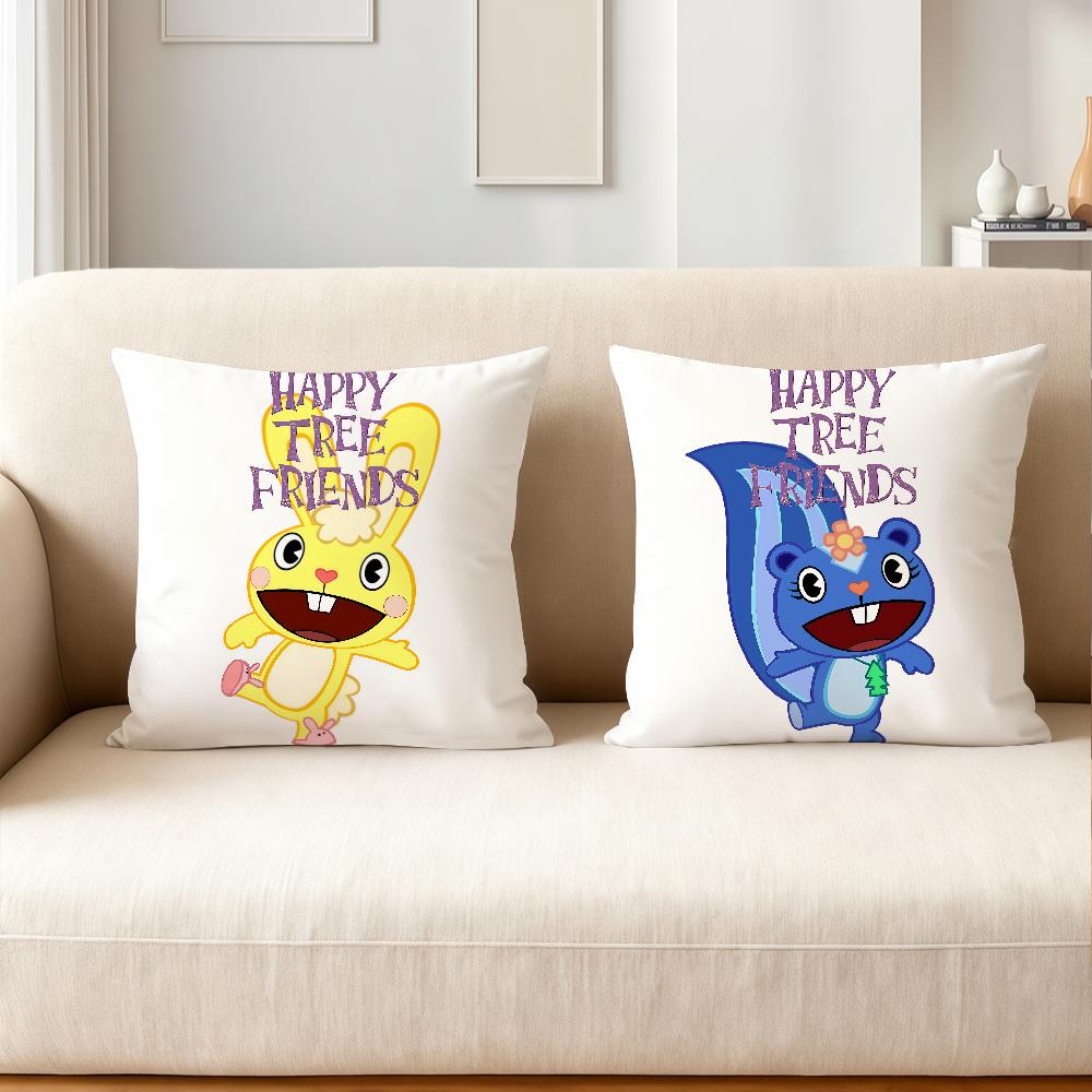 Anime Happy T-tree Friends Pillow Case Applicable Space For Guest Rooms Interiors Cars Office House Decoration