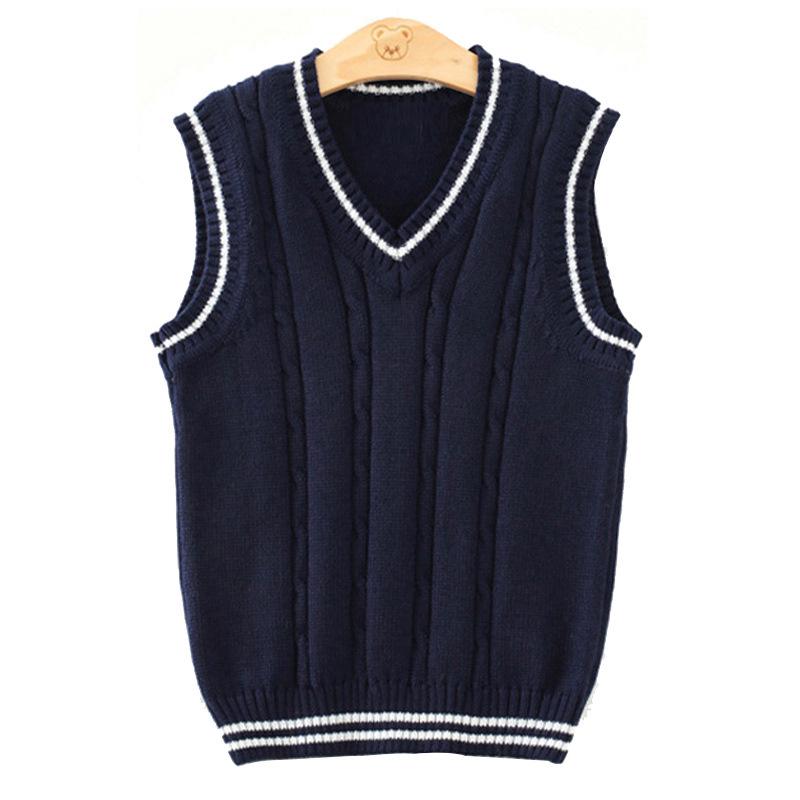 Kids' Cotton Knitted Sweater Vest for Boys & Girls - Autumn/Winter School Uniform